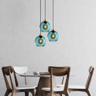 Lustr FERLAN 3xE27 44x40-120 cm, černá/modrá