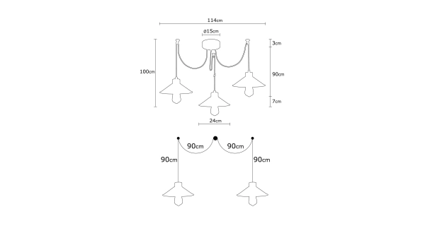 Lustr LINFIR 3xE27 114x100 cm vícebarevný