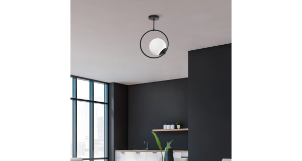 Lustr LINVEL 1xE27 26x39 cm, černá/bílá