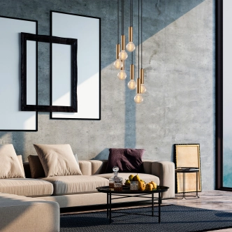 Lustr LINVON 7xE27 40x40-136 cm, vintage