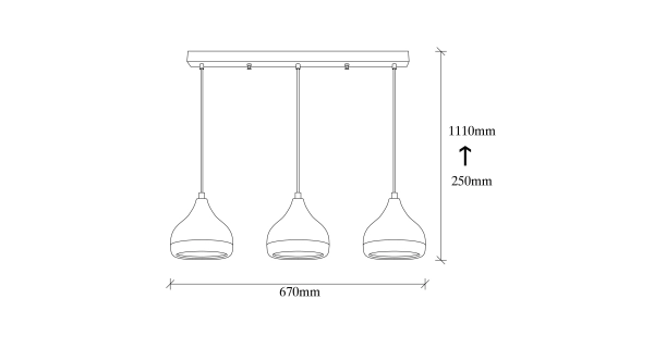 Lustr REMLEM 3xE27 67x25-111 cm, černá/měděná