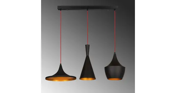 Lustr TORNOR 3xE27 80x50-130 cm, černá/zlatá