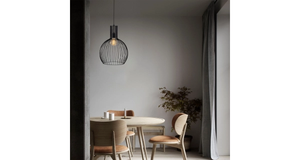 Lustr ZALLON 1xE27 38x66-146 cm, černá