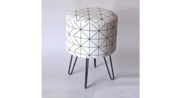 LUTRA taburet, bílá látka/černý kov