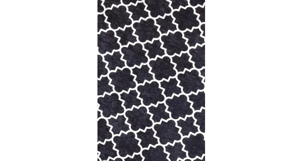 Luxusní koberec, syntetický, nízký vlas, protiskluzový, bílý/černý 100 x 300 cm