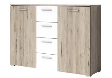 MAGGIE komoda 2D4S, dub san remo světlý/bílá
