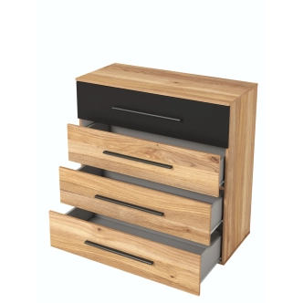 MAGGIE komoda 4S, dub mauvella/černá