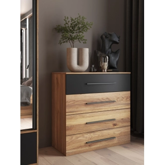 MAGGIE komoda 4S, dub mauvella/černá