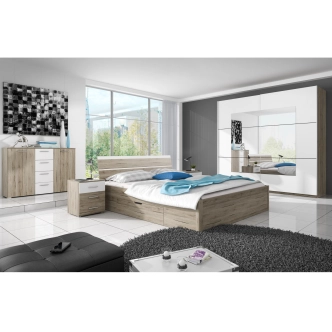 MAGGIE postel 160x200 cm, dub san remo světlý/bílá 