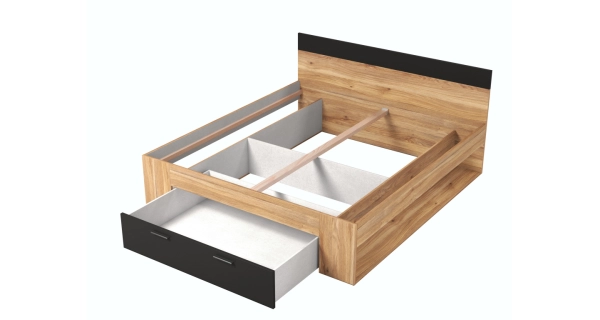 MAGGIE postel 180x200 cm, dub mauvella/černá