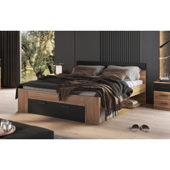 MAGGIE postel 180x200 cm, dub mauvella/černá