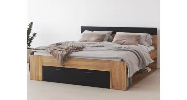 MAGGIE postel 180x200 cm, dub mauvella/černá