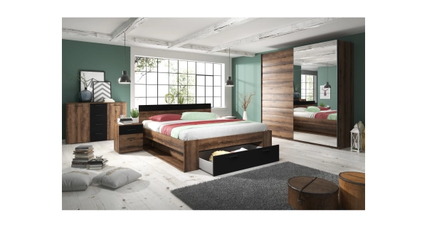 MAGGIE postel 180x200 cm, dub monastery/černá 