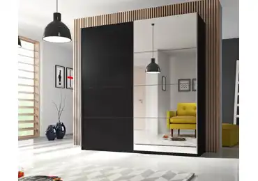 MAGGIE šatní skříň se zrcadlem 221, černá