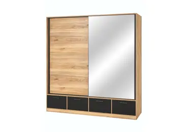 MAGGIE skříň s posuvnými dveřmi, dub mauvella/černá