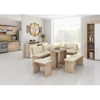 Malá lavice GURLAN, dub sonoma sv./béžová ekokůže, 5 let záruka