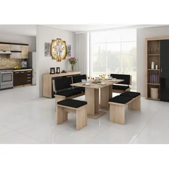 Malá lavice GURLAN, dub sonoma sv./černá ekokůže, 5 let záruka