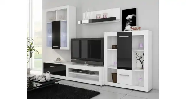 Malá police MOLTENO, bílá/černý lesk