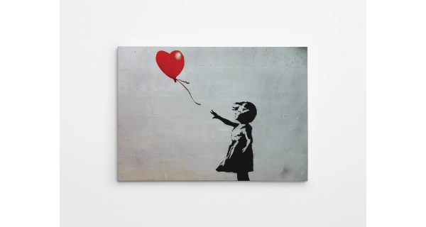 Malba na plátno Banksy se srdcem, 50x 70 cm