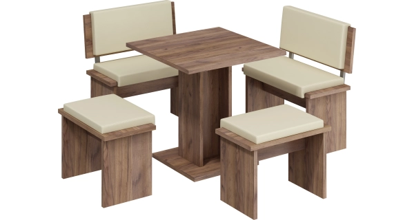 Malý jídelní set GURLAN, craft tobaco/béžová ekokůže, 5 let záruka