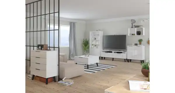 Malý konferenční stolek OSMAK, bílá/bílý lesk, 5 let záruka