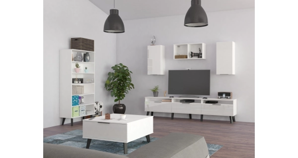 Malý konferenční stolek OSMAK, bílá/bílý lesk, 5 let záruka