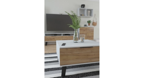 Malý konferenční stolek OSMAK, craft bílý/craft zlatý, 5 let záruka