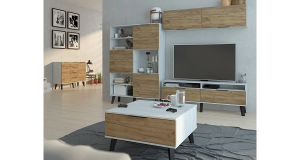 Malý konferenční stolek OSMAK, craft bílý/craft zlatý, 5 let záruka