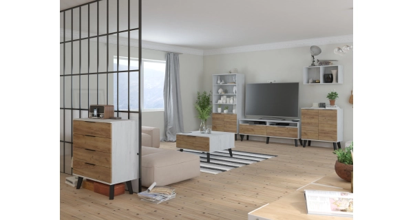 Malý konferenční stolek OSMAK, craft bílý/craft zlatý, 5 let záruka