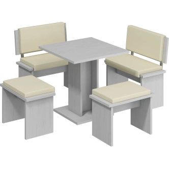 Malý taburet GURLAN, craft bílý/béžová ekokůže, 5 let záruka