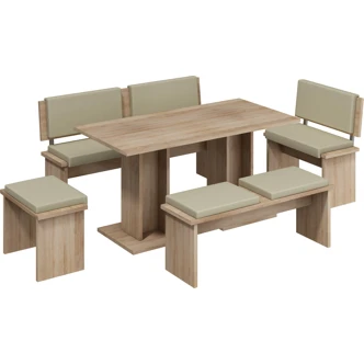 Malý taburet GURLAN, dub sonoma sv./béžová ekokůže