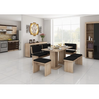 Malý taburet GURLAN, dub sonoma sv./černá ekokůže, 5 let záruka