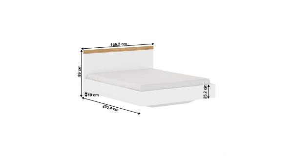 Manželská postel VENUSTA 160x200 cm, bílá/dub wotan