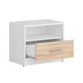 MARIONET noční stolek, bílá/dub sonoma, 5 let záruka