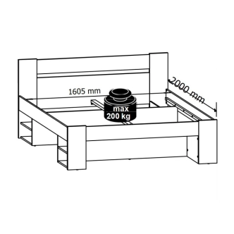 MARIONET postel 160x200 cm, dub sonoma BEZ ROŠTU, 5 let záruka
