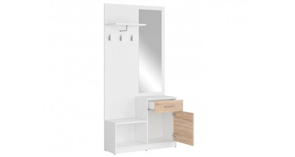 MARIONET předsíňová stěna, bílá/dub sonoma