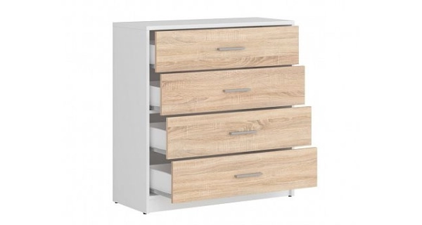 MARIONET šuplíková komoda, bílá/dub sonoma, 5 let záruka