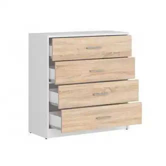 MARIONET šuplíková komoda, bílá/dub sonoma