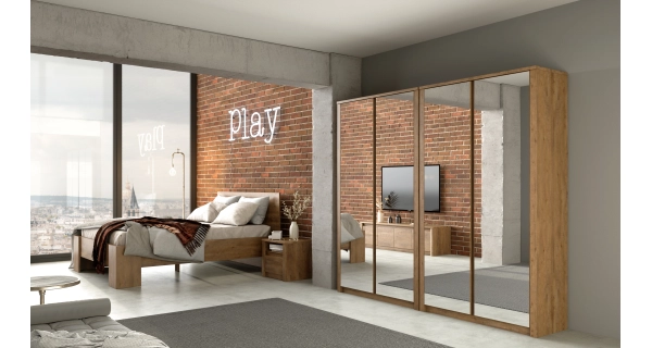 MARLETT ložnice se zrcadly, dub lefkas tmavý