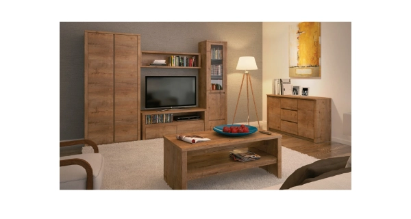 MARLETT vitrína 2D, dub lefkas tmavý