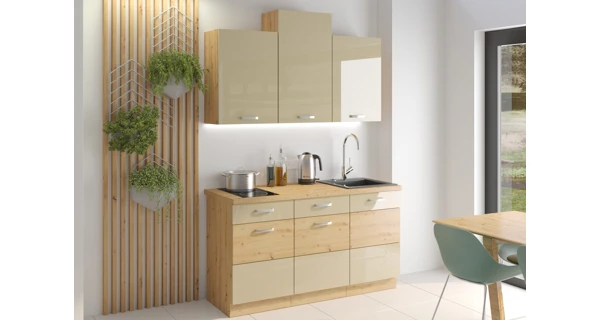 MEADOW, skříňka horní 40 G-90 1F, korpus: dub artisan, dvířka: cappuccino lesk