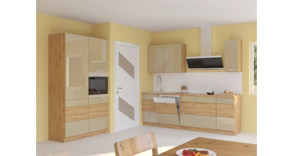 MEADOW, skříňka vysoká na vestavnou troubu 60 DP-210 2F, korpus: dub artisan, dvířka: cappuccino les