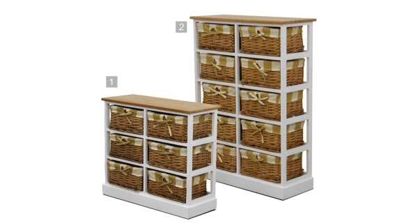 MELIVON 1, komoda, bílá/medová