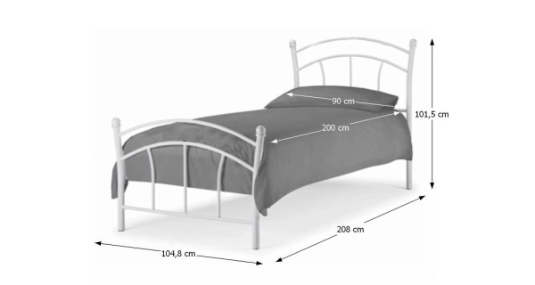 MERT kovová postel s roštem 90x200 cm, bílá