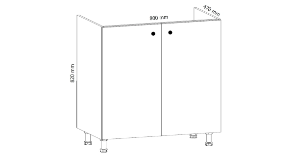 MISAEL dolní dřezová skříňka D80Z, korpus bílý, dvířka borovice andersen