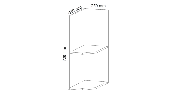 MISAEL dolní regál D25PZ pravý, korpus bílý