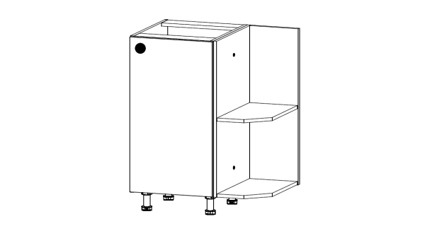 MISAEL dolní regál D25PZ pravý, korpus bílý