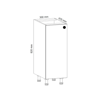 MISAEL dolní skříňka D30 levá, korpus bílý, dvířka borovice andersen