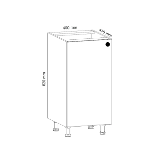 MISAEL dolní skříňka D40 levá, korpus bílý, dvířka borovice andersen