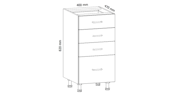 MISAEL dolní skříňka D40S4, korpus bílý, dvířka borovice andersen